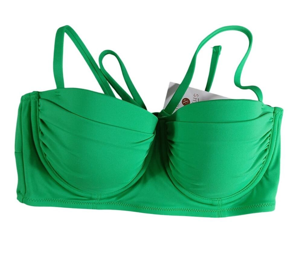 Shade & Shore Swimwear Womens 36B Green Bikini Top Underwire Padded Swimsuit NWT